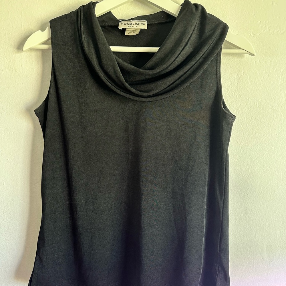Black Sleeveless Cowl Neck Top